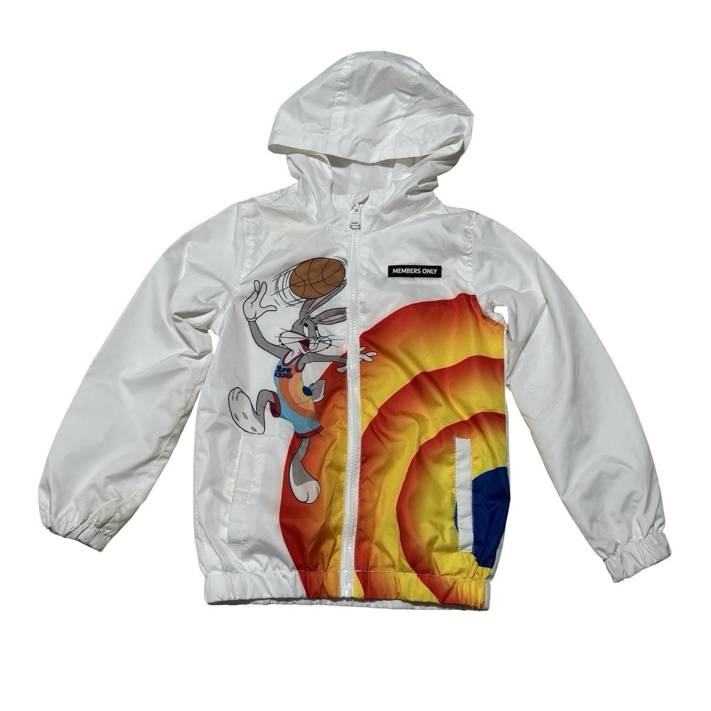 Members Only Space Jams New Legacy Hooded Windbreaker Jacket *Stained* Sz 6